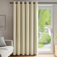 Deconovo Door Curtain Thermal Wide Width Ring Top Room Darkening Curtain for Livingrom Partition 80 x 84 Inch Beige 1 Panel