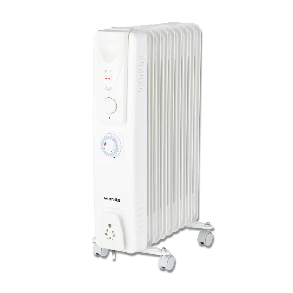 Warmlite Wl43004ytw 2000W 9-Fin Oil Filled Radiator With 3 Power Settings And Adjustable Timer, White