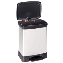 Curver Metal Effect 70% Recycled Kitchen Accessories 30L Duo Recycling Pedal Touch Deco Bin, Silver