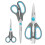 Asdirne Kitchen Scissors, Sharp Stainless Steel Blades and Soft Handles, Multifunctional Scissors Set, 3PCs, Blue/Grey 1