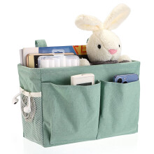 IGNPION Canvas Bedside Hanging Storage Bed Pockets Baskets-Adjustable Hanging Tape Dormitory Bed Organiser Caddy Mulit-purpose Hanging Storage Bag fo