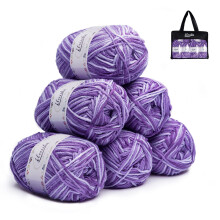 ilauke Knitting Wool Yarn 6 x 50g Balls, 4-ply Acrylic Yarn for Knitting, Crochet Yarn Packs for DIY Crafts Blanket Dolls, Double Knitting Wool, Purp