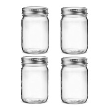 Hniuyun 4 pack Glass Regular Mouth Mason Jars, Clear Glass Jars with