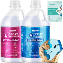 Teexpert Epoxy Resin Crystal Clear Kit 1 Gallon High-Gloss Coating and Casting Resin, Self-Leveling Bubbles Free Resin and Hardener Kit for DIY Art,