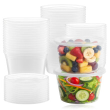 AVLASH [50 Pack 450ml - 16oz Round Stackable Plastic Food Container Set With Lids - Reusable, Leakproof, Dishwasher & Microwave Safe, BPA Free Meal