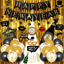 Amycute New Year Eve Decoration 2026 New Year's Eve Party Supplies, Happy New Year Banner, 2026 Foil Balloons, Latex Balloons, New Years Eve Black an