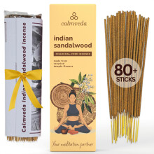 Indian Sandalwood Incense Stick - (80 Sticks) Charcoal Free Incense Made from Upcycled Flowers | All Natural Incense Non Toxic | Meditation Stress Re