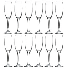 LAV 12x Clear 220ml Venue Glass Champagne Flutes - Reusable Prosecco Wine Wedding Party Drinking Glasses Gift Set