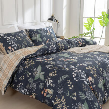 TTCM Double Duvet Set, Floral Double Bedding Set Colorful with Zipper Closure, Ultra Soft Microfiber Double Duvet Cover Set, (200x200cm, Blue)