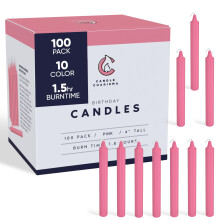Candle Charisma 100 Pink Spell Candles - 4" Unscented Paraffin Chime Candles, Smokeless & Dripless, Colored Candles, Long Burn Time 0.43" Thick Taper