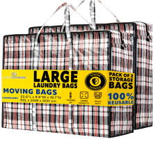 Laundry Bag Heavy Duty Storage Bags Reusable Strong Clothes Storage Bags Zip Nylon Large Boxes for Moving House Clothing & Wardrobe Storage (Pack of