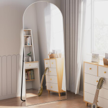 Elemango 165x60cm Arched Floor Mirror Full Length Full Body Wall Mirror with Aluminum Frame, Arched-Top Full Dressing Mirrors Standing Hanging or Lea