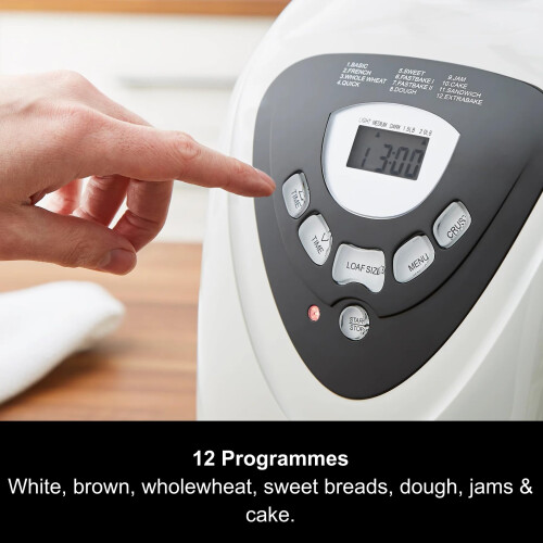 Morphy Richards Morphy Richards Fastbake Breadmaker, 12 Programmes, 1.5lb, 2lb Loaf Sizes, 13 Hour Delay Timer, Keep Warm, 48281, White 1