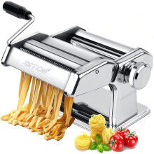 AMOS 3 in 1 Heavy Duty Stainless Steel Professional Fresh Pasta Lasagne Spaghetti Tagliatelle Maker Machine Cutter with 3 Cut Press Blade Settings