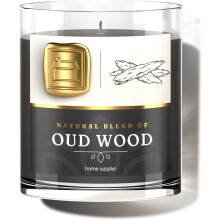 Large Oud Candle - Candle Gift for Women & Men with Lid - (280g/60hr) Long Burn Time with Oud, Rose, Bamboo & Eucalyptus - Organic & Vegan Scented -