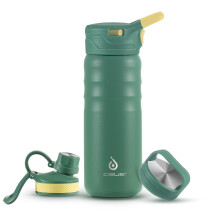 IDEUS Vacuum Insulated Water Bottle 540ml/18oz, Leak-Proof Stainless Steel Water Bottle, Double Wall Flask, Metal Sports Canteen with 2 Lids