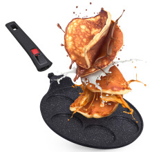 INTIGNIS Pancake Pan Nonstick - Multi Hole Mini Pancake Maker with Removable Handle, 7 Hole American Style Crepe & Pancake Pan for Perfect, Frying Eg