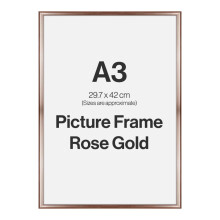 Modern Rose Gold A3 Photo Frame for A3 (29.7 x 42cm) Photos or Pictures, Plexi Glass, Wall Mounted Landscape or Portrait
