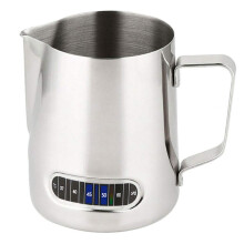 Milk Jug Stainless Steel Milk Frothing Pitcher with Thermometer Large 600ml for Coffee Machine Milk Frothing Jug Anti-Scald Easy to Clean
