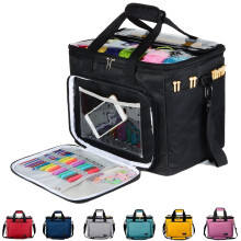 Hoshin Knitting Bag for Yarn Storage, Portable Crochet Tote Bag Yarn Organizer for Crochet Patterns and Hooks, Needles, Skeins of Yarn-Enjoy Knitting