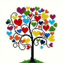 HKLIOPU Cross Stitch Kits for Adults-Love Tree,11CT Printed Cross Stitch Kits,Stamped Embroidery Kits for Adults Wall Art Home Decoration 30x30cm (LZ