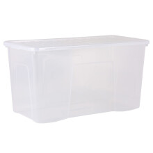 Wham Crystal 3x 110L Plastic Storage Boxes with Lids. Clear, Extra Large, Strong (Pack of 3, 110 Litre) Made in the UK