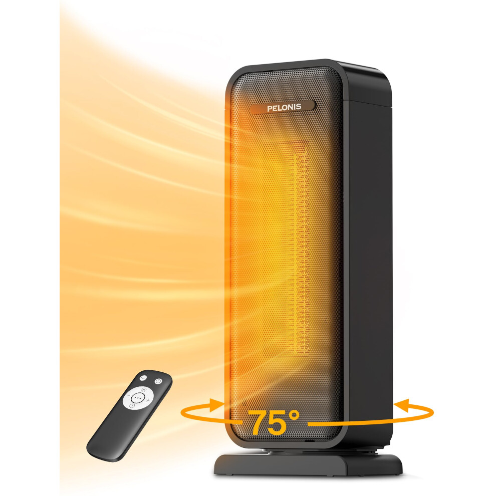 Pelonis Electric Heater, 2000W Energy Efficient Space Silent Room Heater, Portable Ceramic Fan Heaters, Thermostat 2 Settings 12H Timer, Overheat & T