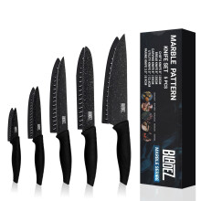 Bladez Professional Kitchen Knife Set, 5 Pcs Stainless Steel Kitchen Knives Set with Ultra Sharp Blade and Soft Handle, Includes Chef, Bread, Carving