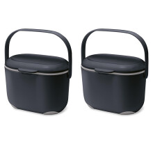Addis 515630 2.5 Litre Kitchen Compost Caddy, Black/Grey, 2.5L (Pack of 2)
