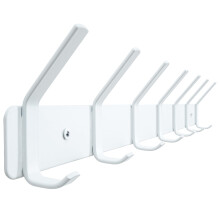 HONSKY Wall Mounted Coat Rack,7-Double Hook Metal Towel Rack, Coat Hanger for Entryway, Bathroom, Bedroom, White
