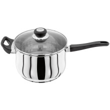 Judge Vista Stainless Steel Extra Large Saucepan with Helper Handle 22cm, 4L, Shatterproof Vented Glass Lid, Induction Ready, Oven Safe