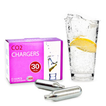 ICO 30-Pack 8g CO2 Cartridge for Sparkling Water Maker, CO2 Non-Threaded Canisters for Soda Syphon - Premium Quality Food-Grade Chargers