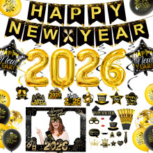 Abitoncc New Year Decorations 2026, Gold Foil Balloons 2026, Hanging Swirls, Balloons for Happy New Years' Eve Decorations 2026 for Indoor Bar