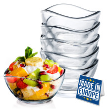 Volarium CRYSTALIA Premium Stackable Small Glass Dessert Bowls Set of 6, 215ml 100% Lead & Cadmium Free Glass Prep and Side Bowls, Dip Sauce Bowls, I
