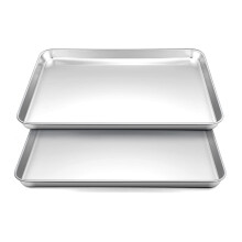 HaWare Oven Baking Tray Set of 2, Stainless Steel Cookie Sheet Pan - 31.4 x 24.6 x 2.5cm, Great for Cooking/Baking/Serving, Healthy & Non Toxic, Mirr