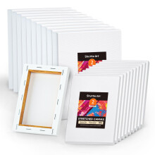 Shuttle Art 20 PCS Stretched Blank Canvas Boards, 5x7, 8x10 Inches (10 of Each), 100% Cotton, Primed White Painting Canvas, For Acrylic, Oil, Acrylic