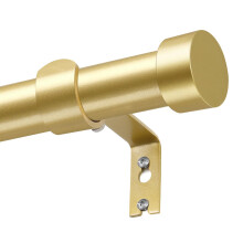 KAMANINA Gold Curtain Pole 80 to 218 cm, 25 mm Diameter Curtain Poles for Eyelet Curtains, Adjustable Curtain Rod with End Cap Finials for Windows