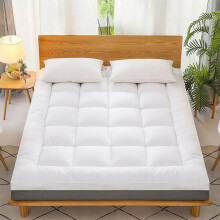 VL Mattress Topper 10cm Thick Hotel Quality Microfiber Filled Box Stitched Quilted Bed Topper with 4 Corner Straps Hypoallergenic Soft and Firm Hotel