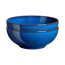 Denby - Imperial Blue Cereal Bowls Set of 2 - Dishwasher Microwave Safe Crockery 820ml 17cm - Royal Blue Ceramic Stoneware Tableware - Chip & Crack R