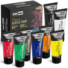 Craft Mode Acrylic paint set 8 120ml Perfect for Canvas, Wood, Ceramic, Rock, Fabric & Crafts. Non-Toxic, Quick Dry & Vibrant Colours. Rich Pigments,