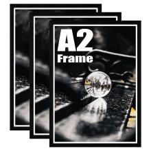 Hiyzaun A2 Picture Frames, Pack of 3 Black 42x59.4cm Poster Frame with Perspex Window