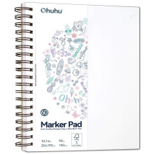 Ohuhu Double-Sided Bleedproof Sketchbook, 150GSM No Bleed-Through Paper, 120 Pages (60 Sheets), Portrait Format 107 in (25.417.8 cm), Spiral Bound