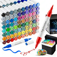 Kitire Acrylic Paint Pens, 80 Colors Dual Tip Acrylic Markers Paint Pens, Waterproof, Strong Coverage for Paint Rocks, Glass, Wood, Fabric, Paper, Co