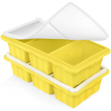 2 Pack Silicone Freezer Tray for Soup Ice Cubes,1-Cup Soup Freezer Molds with Lid for Meal Prep, Makes 6 1-Cup Soup Portion Freeze Trays for Storing