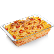 NUTRIUPS Deep Rectangular Glass Lasagne Dish, 3.5L, Tempered Glass, Oven Proof