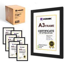 HOMIK A3 Photo Frame – Acrylic Glass A3 Picture Frame Black for Home Decor & Gifting (Pack of 6, Black, A3)
