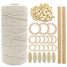suo long Macrame Kit for Beginners Adults with Macrame Cord 3mm,Wooden Beads, Wooden Rings, Instruction Book for Macrame Starters to Make Plant Hange