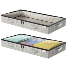 Underbed Storage Bags, Under Bed Storage Box with Reinforced Handle and Lid, Sturdy Sidewalls/Bottom for Clothes, Duvets, Comforters, Blanket, Beddin