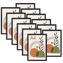 Ditwis A4 Frame Black Set of 12, Multiple Picture Frames for Certificates, Documents, Artwork and Photos (21x29.7 cm), Wall or Desk Display