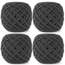 Aeelike Chunky Yarn 400g, 4 Pack Thick Wool for Knitting 100g Balls, Soft Fluffy Velvet Chunky Knitting Wool Grey Yarn for Crochet Blankets, Scarves